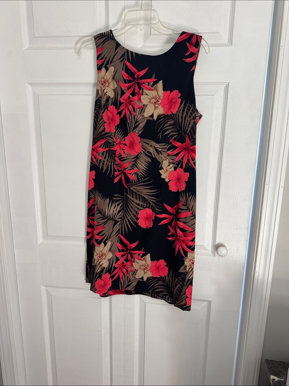 Vintage Dressbarn Black Dresswith Red & Tan Floral Print